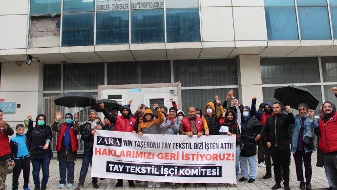 Zara’nın Türkiye’deki taşeron firması olan Tay Tekstil’de işten atılan işçiler eylemde