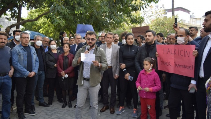 Samandağ’da gazeteci  Ali Arslan’a destek