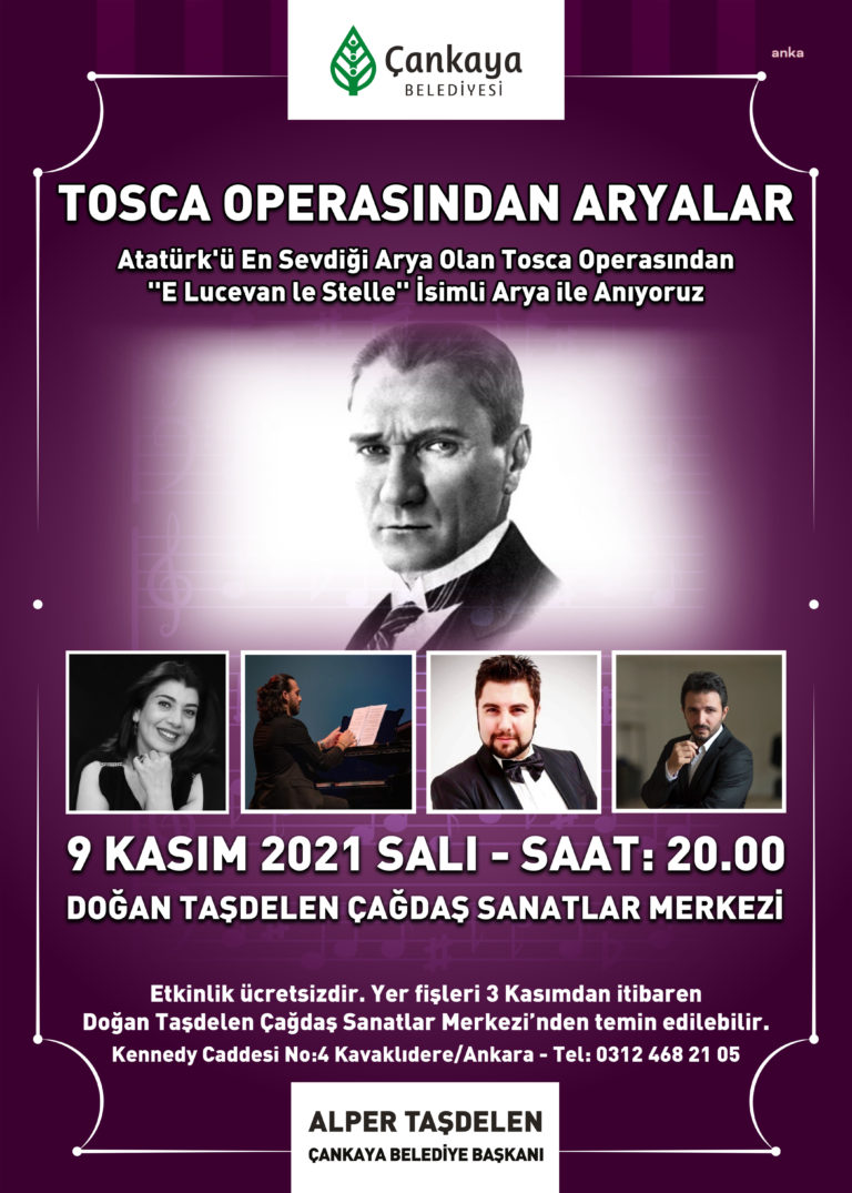 Mustafa Kemal Atatürk ölümünün 83. yılında “Tosca Operası’ndan Aryalar” konseri Başkentlilerle buluşacak